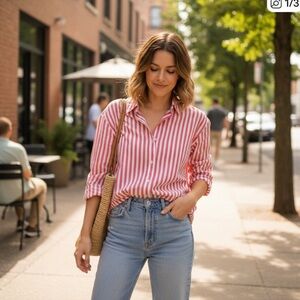 H&M Red and White Striped Shirt